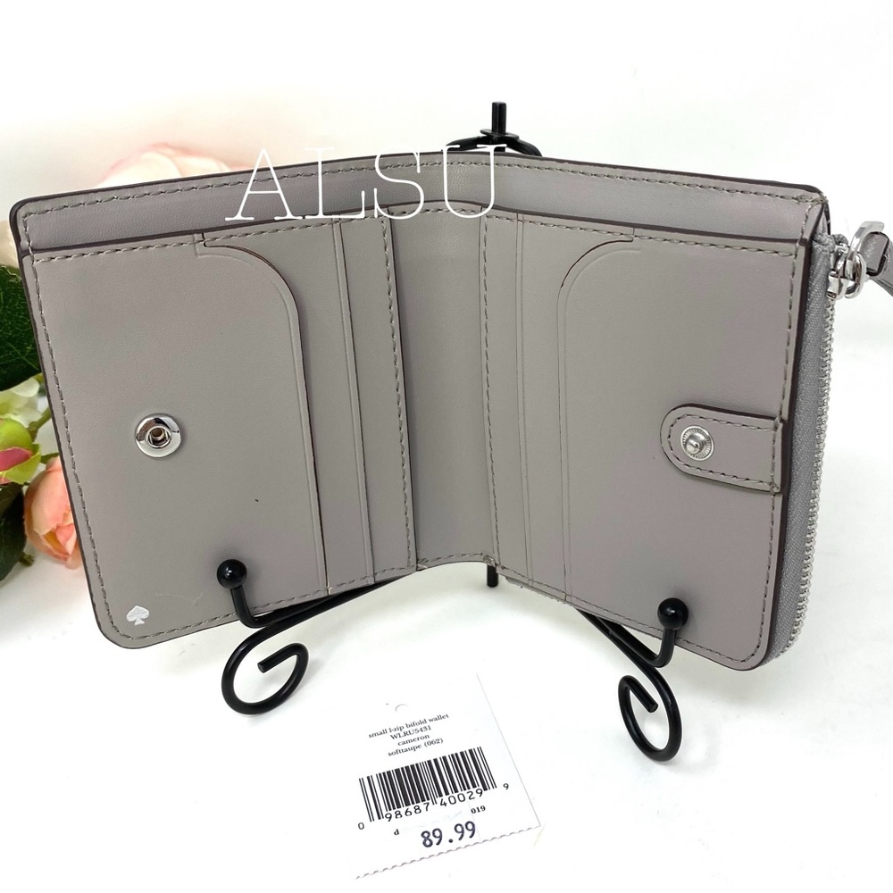 Kate ♠️Spade Small ZIP Bifold Wallet Cameron Grey - Picture 4 of 6